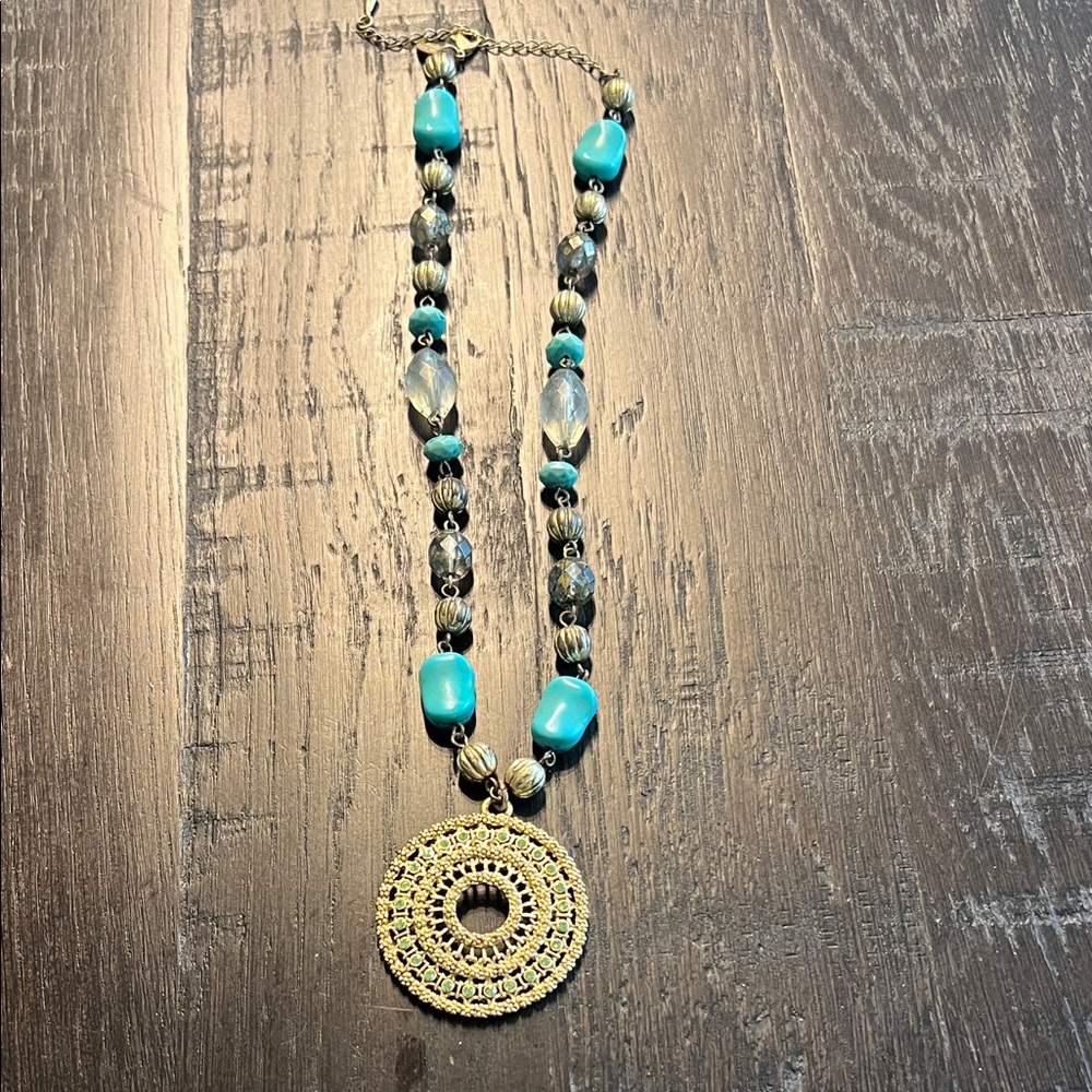 Lia Sophia Turquoise and Gold Necklace